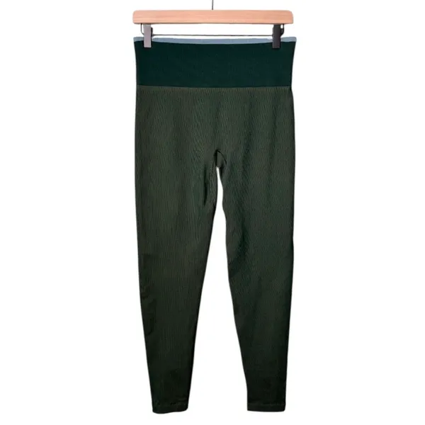 Outdoor Voices Seamless Ribbed 7/8 Length Leggings Green Women’s Size Large - Image 3