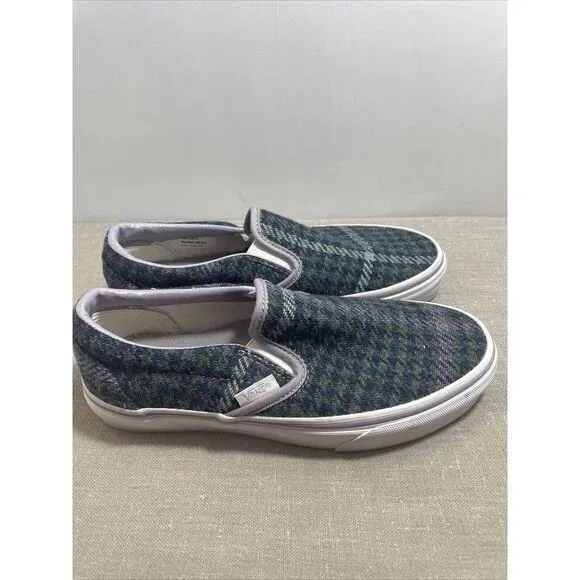 Vans‎ plaid slip on Women's Size 6 1/2 Men's Size 5 Blue Green And Lilac - Image 2