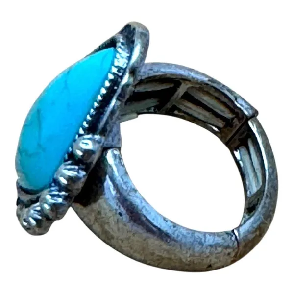 Turquoise Stone Stretch Ring Silver - Image 10