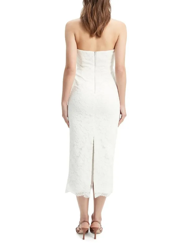 Bardot Kayleigh Midi Dress in White 2 New Womens Lace Strapless - Image 11