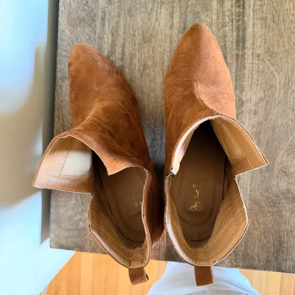 Qupid Boho Western Slouch Ankle Boots Cognac Faux Suede Festival Cowgirl Size 8.5 Boho - Image 5
