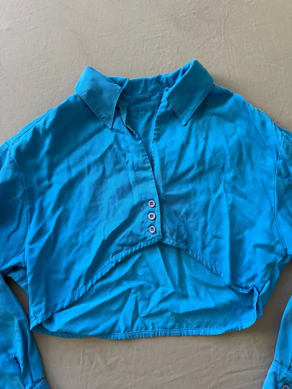 High Low Hem cropped button - Image 3