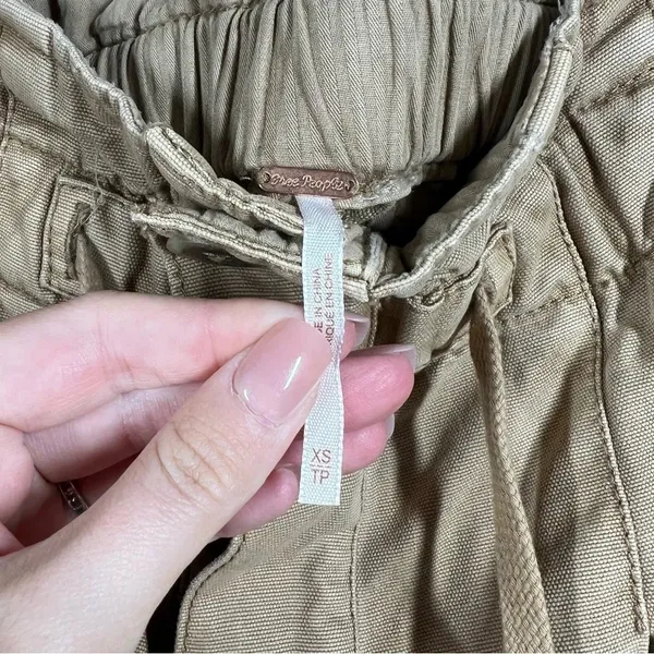 Free People Tan Margate Pleated High Rise‎ Paperbag Pants - Image 3