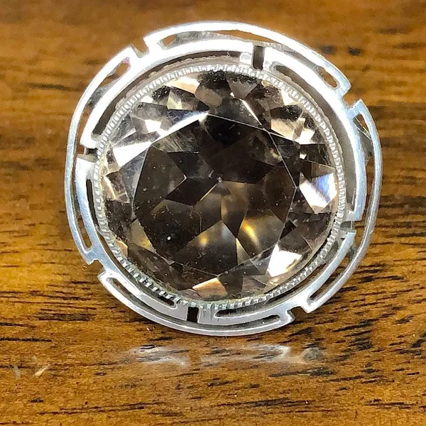 Faceted Smokey Quartz and Sterling Silver Vintage Cocktail Ring Size 6 - Image 3