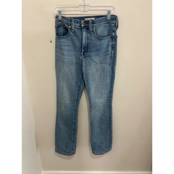 Madewell Skinny Flare Jeans High Rise Medium‎ Wash Blue Denim Size 27 - Image 13