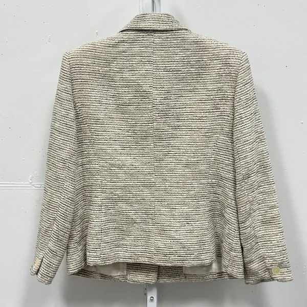Vintage Jones New York Women's Wool Blend Tweed‎ Blazer Jacket Cream Black Sz 12 - Image 2