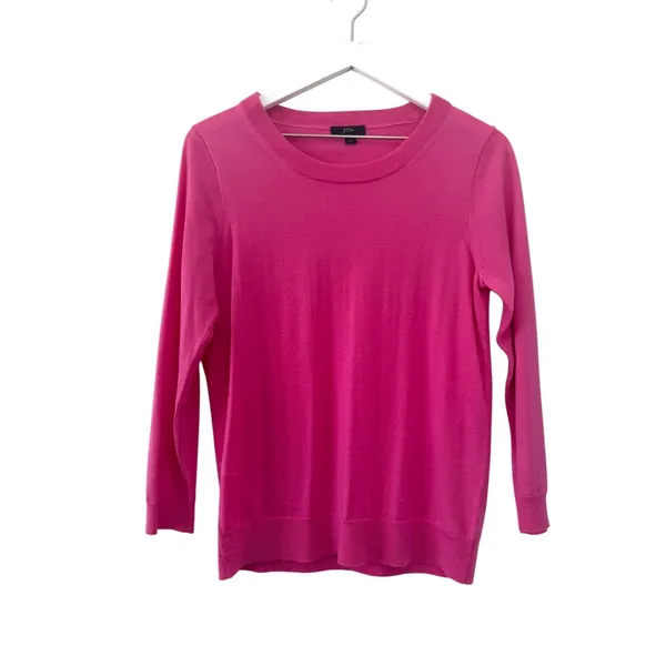 J.Crew Pink 100% Merino Wool Lightweight Crewneck Sweater Size M - Image 2