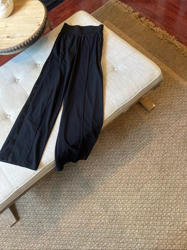 Athleta Black Nolita Wide Leg Satin Trim Size 0P - Image 2