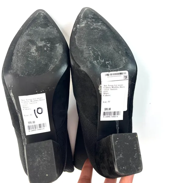 Steve Madden Richter Black Suede Sock Ankle Boots Block Heel Pointed Women‎ Sz 8 - Image 7