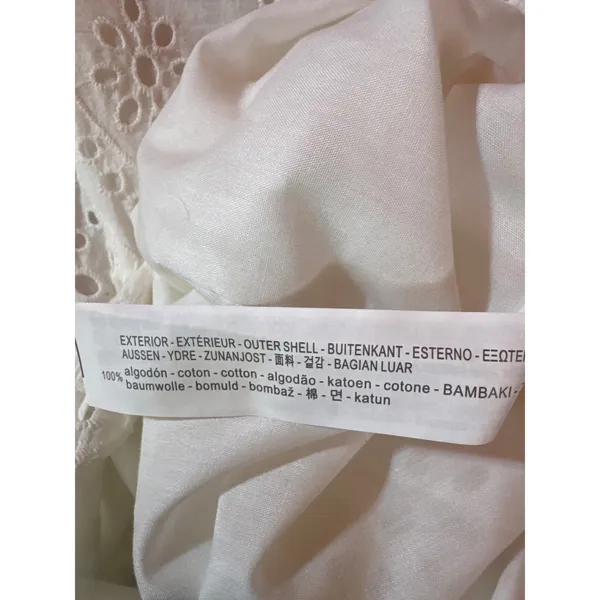 Zara Woman White Eyelet Cotton Mini Shift Dress Short Sleeve Embroidery Large - Image 4