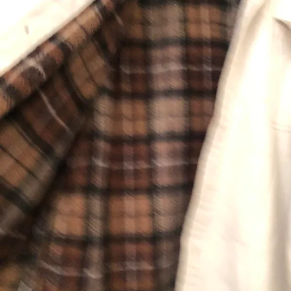 Redhead Chunky plaid fleece lined beige tan cream vintage bomber shacket jacket shirt flannel long sleeve - Image 3