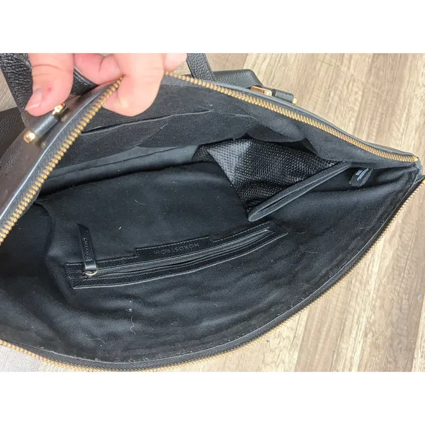 Nordstrom Black Leather Shoulder Bag Classic Neutral Minimalist Top Handle Purse - Image 7