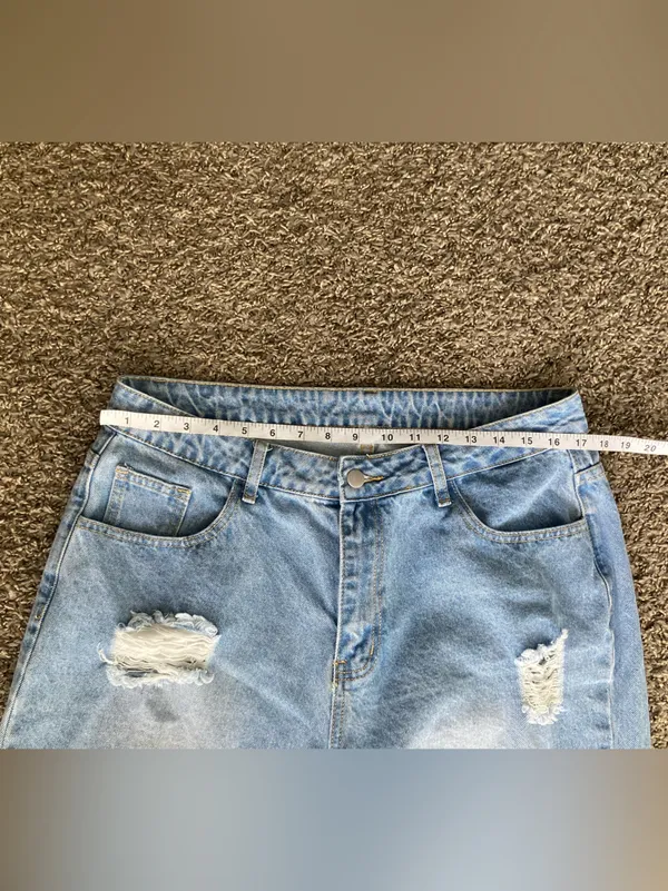 SHEIN Light Blue Distressed Boyfriend Jeans - Image 4