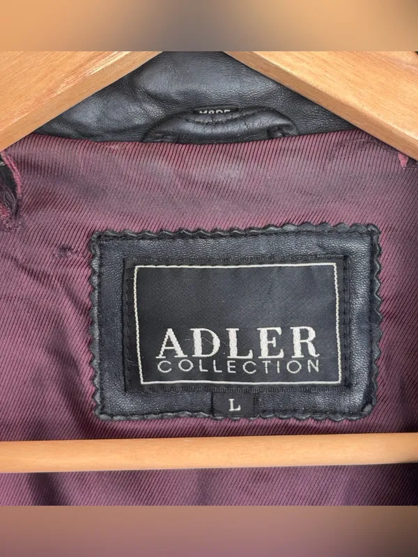 Adler Collection Lambskin Black Leather Blazer Coat Size L - Image 6