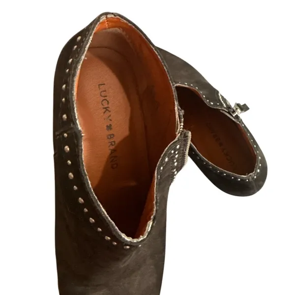 Lucky Brand Black Suede Ankle Booties with Studded Detail - Image 4