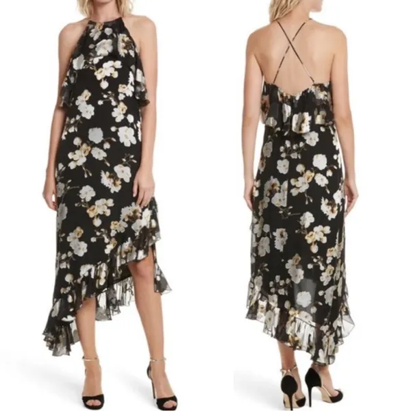 Alice + Olivia Silk Floral Asymmetrical Maxi‎ Dress Size 2 - Image 2