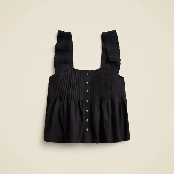 NWT!! J. CREW Pintuck Peplum Top Blouse Solid Black Cotton‎ Poplin Pleated 3X - Image 10