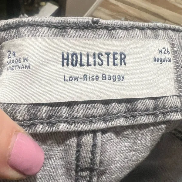 Hollister Jeans Womens Size 5 Gray Wash Low Rise Wide Leg Y2K 5-Pocket - Image 5