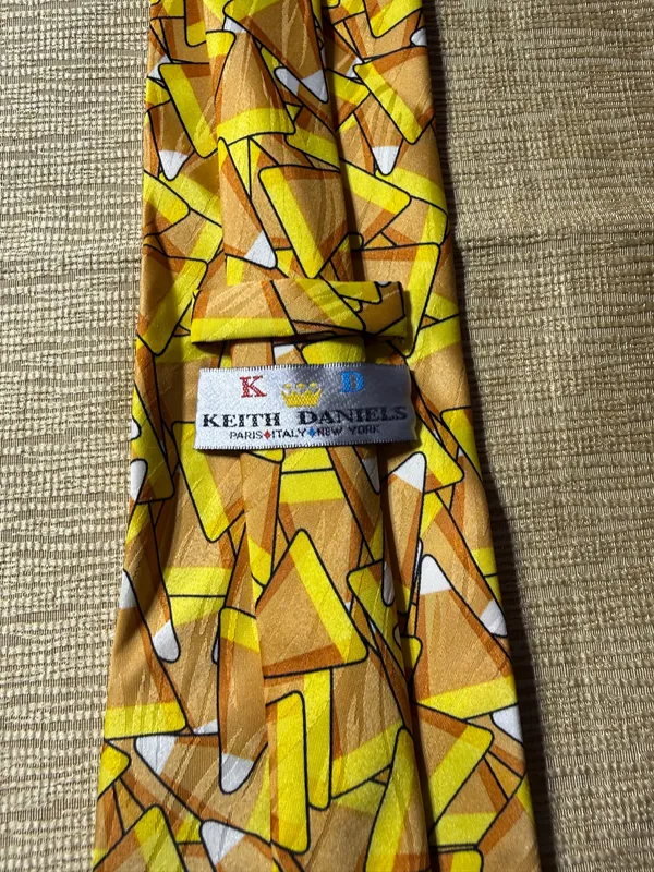 Keith Daniels Mens Tie Candy Corn Halloween Yellow Orange Novelty Necktie - Image 5