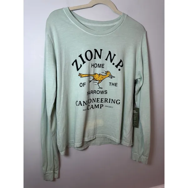 Parks Project Womens Green Long Sleeve Boxy Tee Sz M Zion Canyoneering NWT READ - Image 6