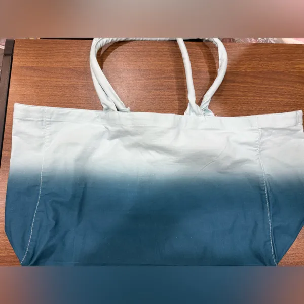 Athleta Tote Bag Gym Blue Ombre Large Cotton Canvas Shopping Bag - Image 2