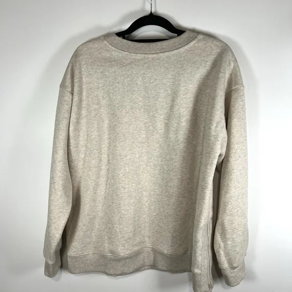 Zella Oatmeal Heather Cotton Casual Athletic‎ Sweater Zip Sides Women’s Size L - Image 8