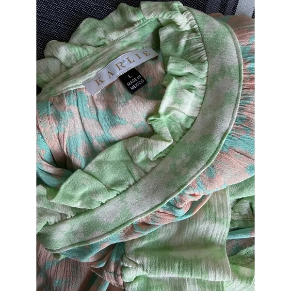 Karlie Floral Ruffle Sleeve Blouse Size Large - Image 5