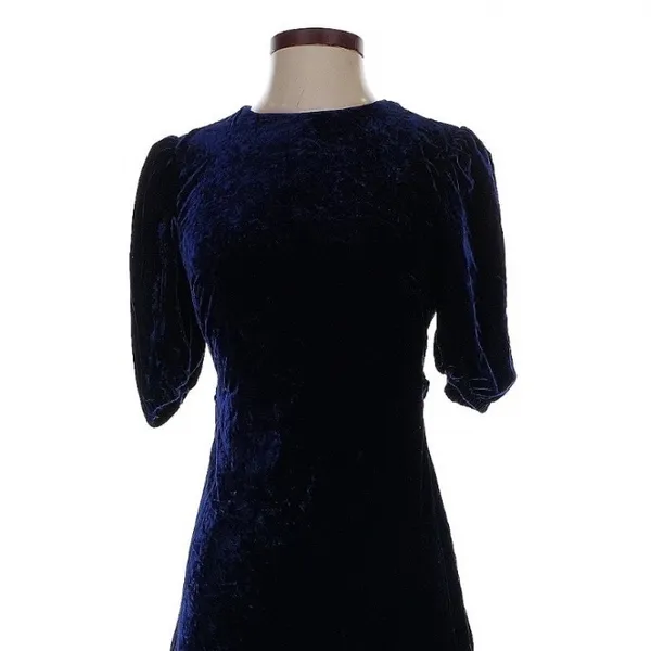 Bardot Navy Blue Velvet Open Back Tie Midi Dress XS Dark Romance Whimsigoth - Image 4