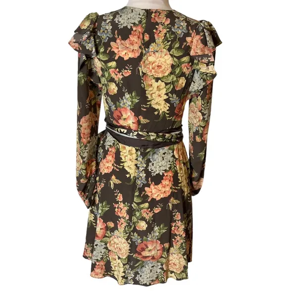 Zimmermann espionage ruched ruffle silk belted floral‎ dress - Image 4