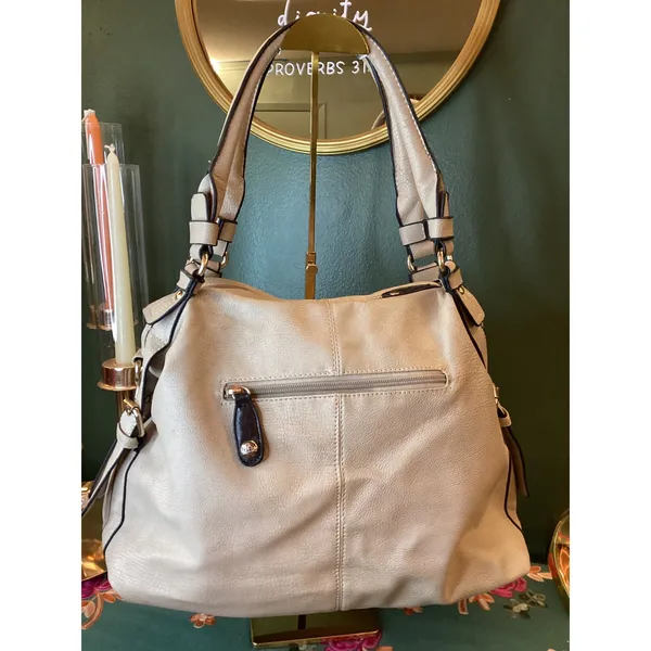 Marc New York Beige Faux Leather Shoulder Bag With Decorative‎ Braiding - Image 2