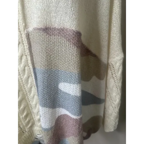 POL Oversized Dolman Sweater S Relaxed Lightweight‎ Patchwork Camo Distressed - Image 6