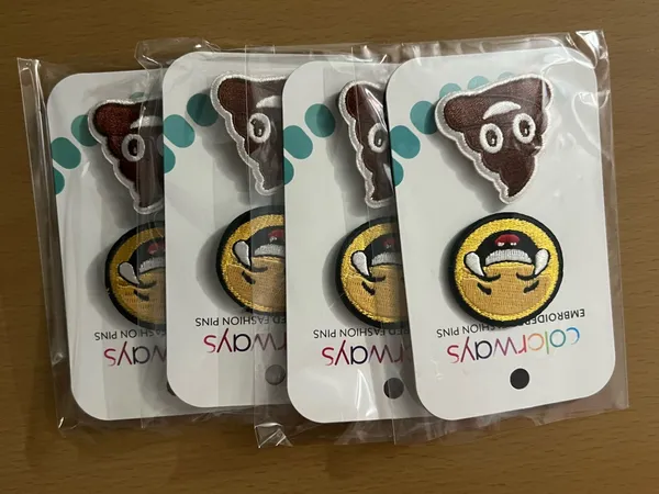 Colorways Embroidered Fashion Pins - Laughing Emoji & Poop Emoji - Image 3