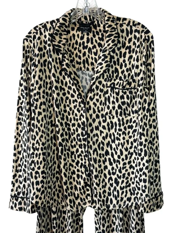 Kate Spade New York Leopard Print Pajama Set Women's Large Lounge Sleepwear - Image 3