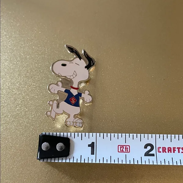 Vintage Peanut’s Snoopy Dog w/ Super Hero Shirt Enamel Pin - Image 2