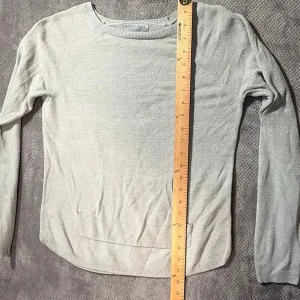 Barefoot Dreams CozyChic Ultra Lite Sweater XS Gray Long Sleeve Kangaroo Pocket - Image 12