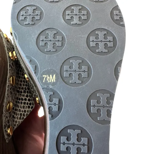Tory Burch Robinson Snake Embossed Wedge Slides Sandals Sz‎ 7.5 Dust Bag - Image 10