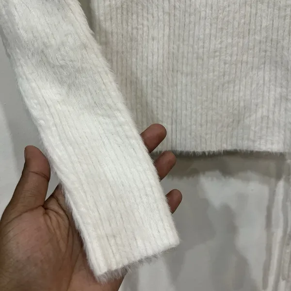 Princess Polly White Fuzzy Side Tie Cinch Sweater Size M/L - Image 4