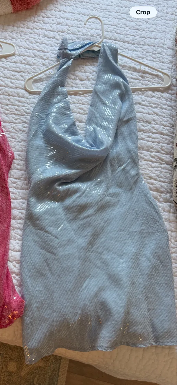 Peppermayo Nora Sequin Cowl Neck Mini Dress Blue - Image 2