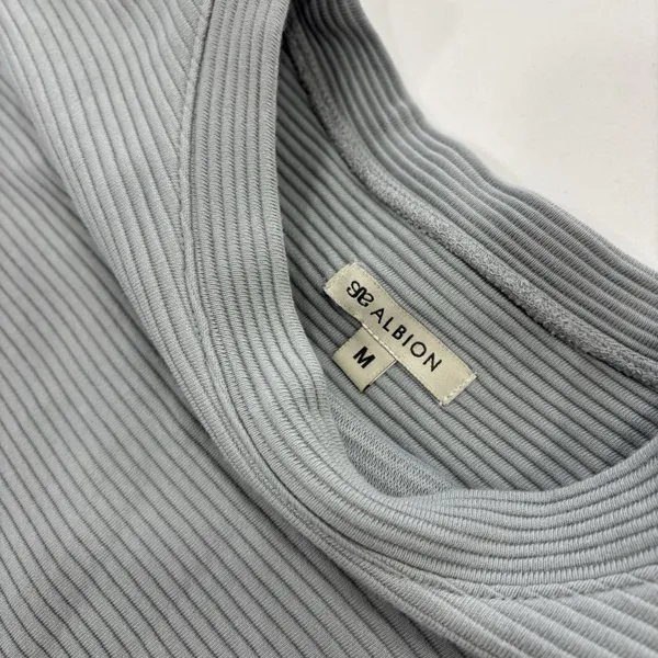 Albion Fit Sweatshirt Womens Size Medium Atlas Ribbed Puff Sleeve Blue Gray - Image 3