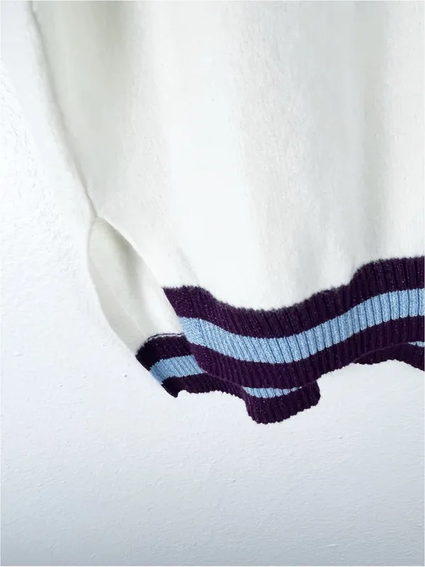 LEVI’S Cream Long Sleeves Striped Drop Shoulder Sweater Size Small Preppy Tennis - Image 5