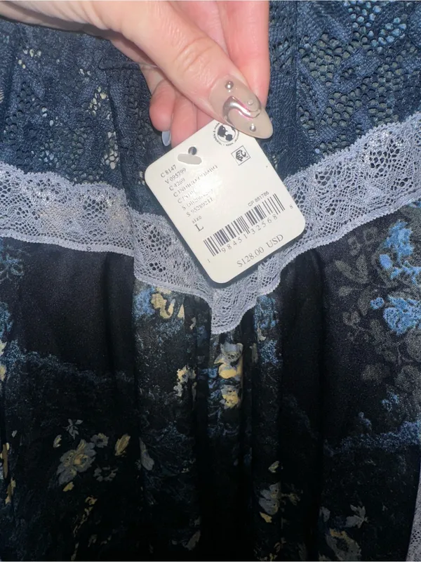 NWT Free People Just Dreamy Maxi Slip Dress- Indigo Combo $128 MSRP - Image 3