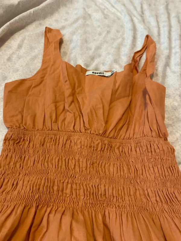 needii smocked dress orange 100% cotton - Image 3