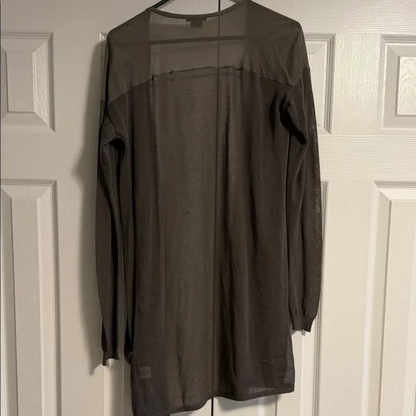 Theory Dark Gray Sheer Open-Front Cardigan Size S/P - Image 7