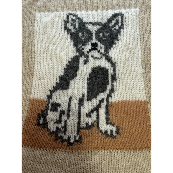 NWT Aerie Knit French Bulldog Sweater Women Size Medium Stretch Soft Fall Comfy - Image 4