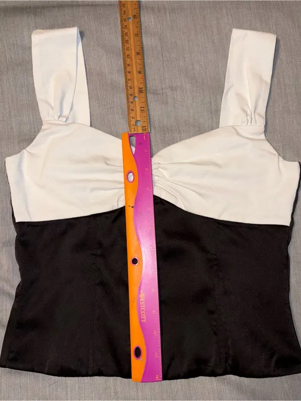 Edikted Leandre Contrast Satin Effect Top, Medium, Black White - Image 5