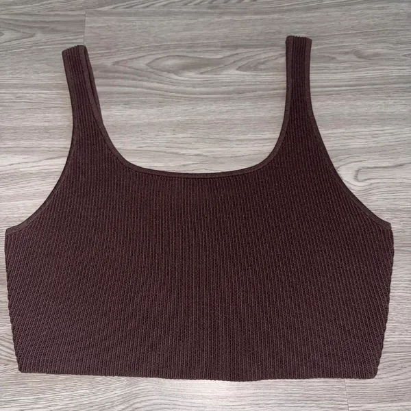 Aritzia Babaton Dark Brown Ribbed Tank Top  - Image 2