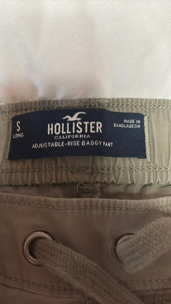 Hollister small long green cargo adjustable-rise baggy pant - Image 3