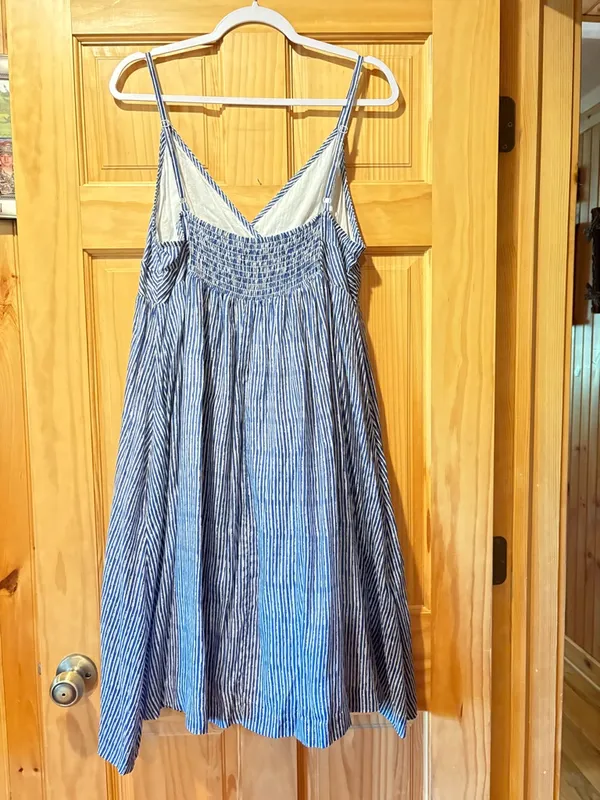 Gap Drop-Waist Maxi Dress Blue White Striped Spaghetti Strap Sundress women’s XL - Image 2