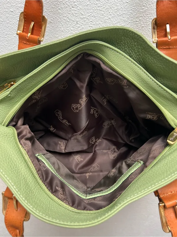Valentina Italia Pistachio Green Pebbled Leather Handbag - Image 6