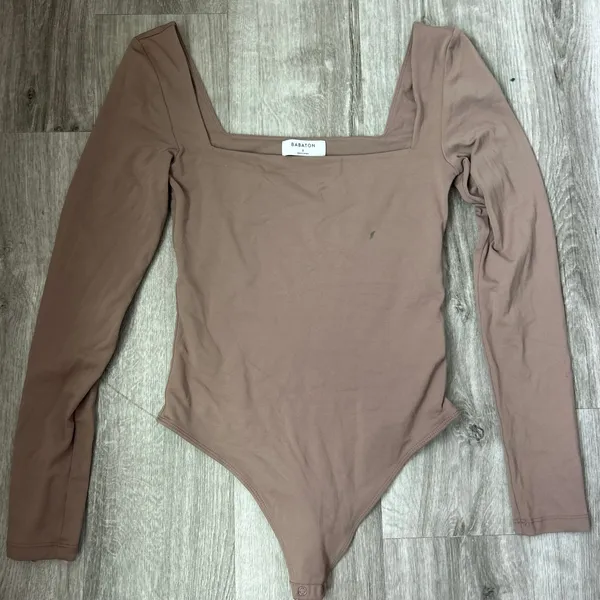 Babaton Light Brown Longsleeve Bodysuit Fitted Contour Aritzia Size Small - Image 3
